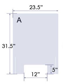 7232700 - Acrylic Counter Shield 23.5"W x 31.5"H with Acrylic Stand 1-4" Thick