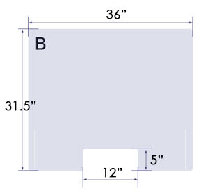 7232704 - Acrylic Counter Shield 36"W x 31.5"H with Acrylic Stand 1-8" Thick