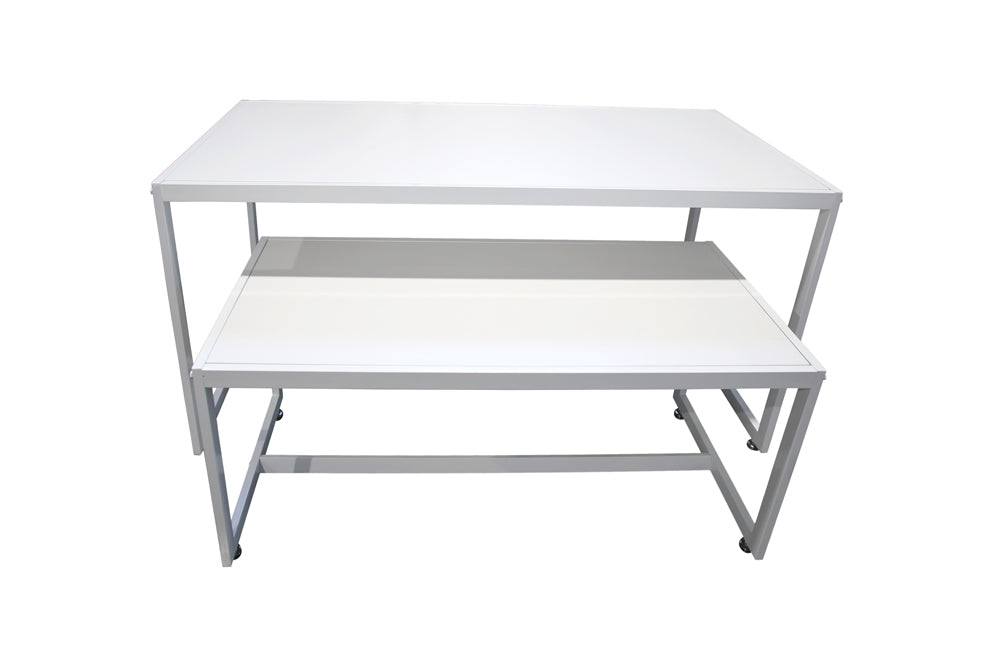 7200566 - SET OF 2 NESTING TABLES WHITE TOP & WHITE FRAME