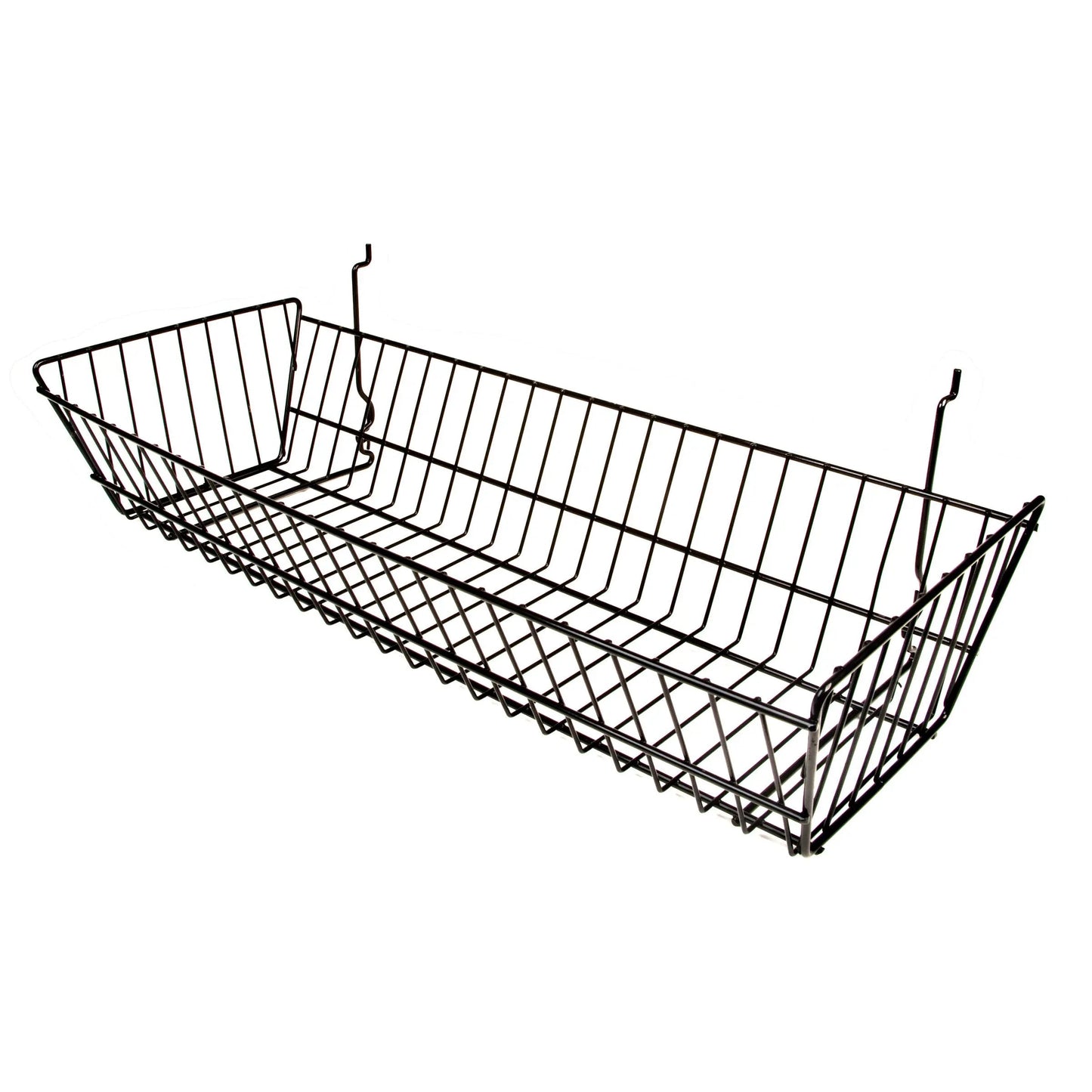 7231370 - DOUBLE SLOPING SLATWALL BASKET BLACK 24"X10"X5"