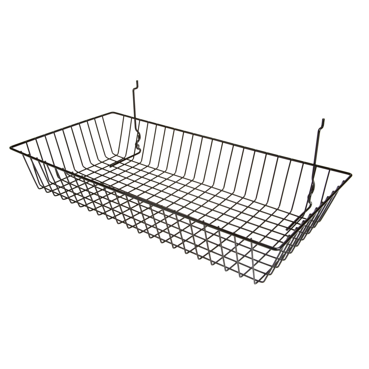 7231365 - 24"X12"X4"H SHALLOW BLACK BASKET FOR STORE FIXTURES