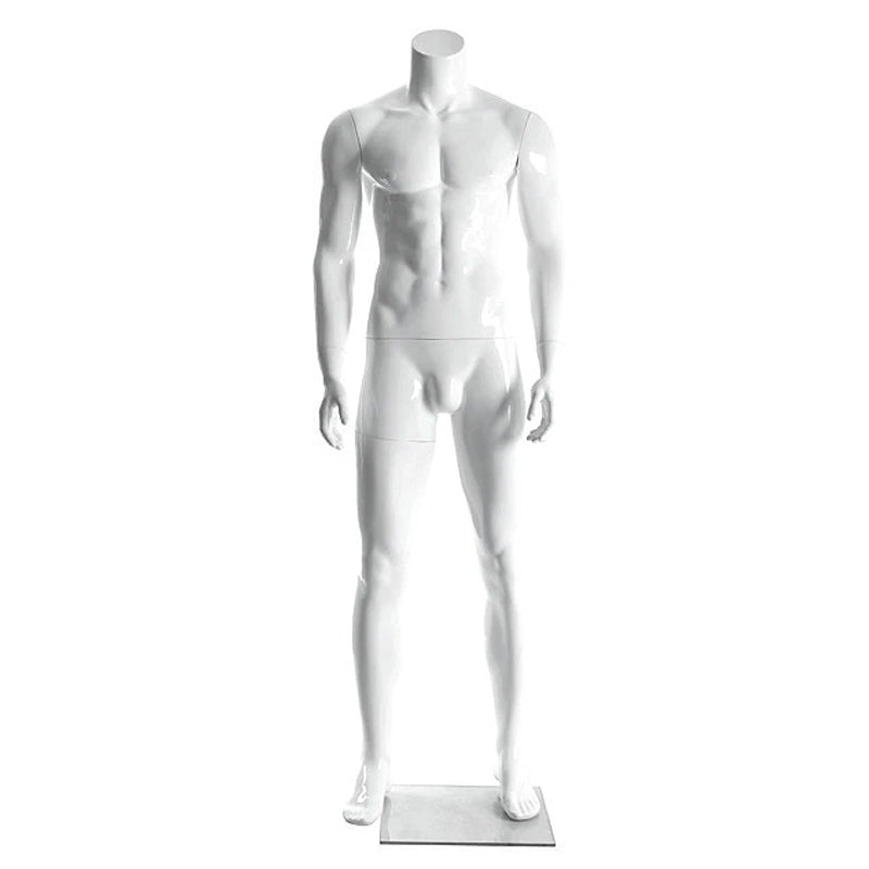 7609075 - MATTE WHITE HEADLESS MALE MANNEQUIN FIBERGLASS