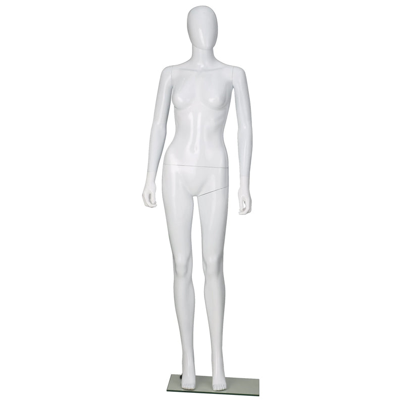 9086 - GLOSSY WHITE PLASTIC EGGHEAD FEMALE MANNEQUIN