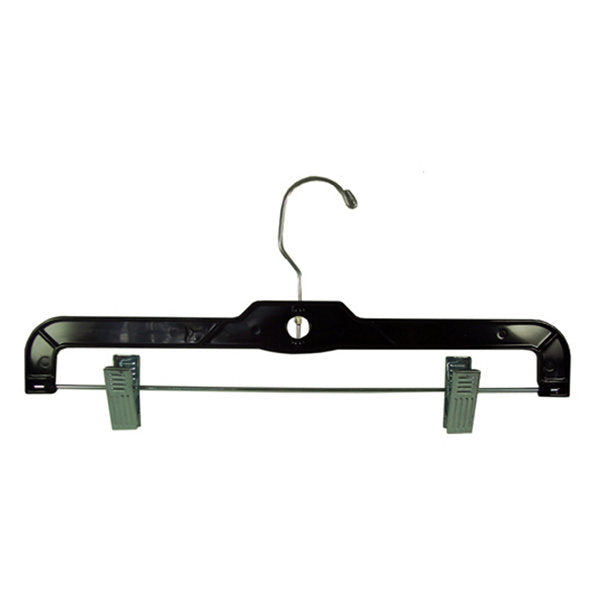 0043 - BLACK PLASTIC SKIRT & PANT HANGER 14" PACK 100