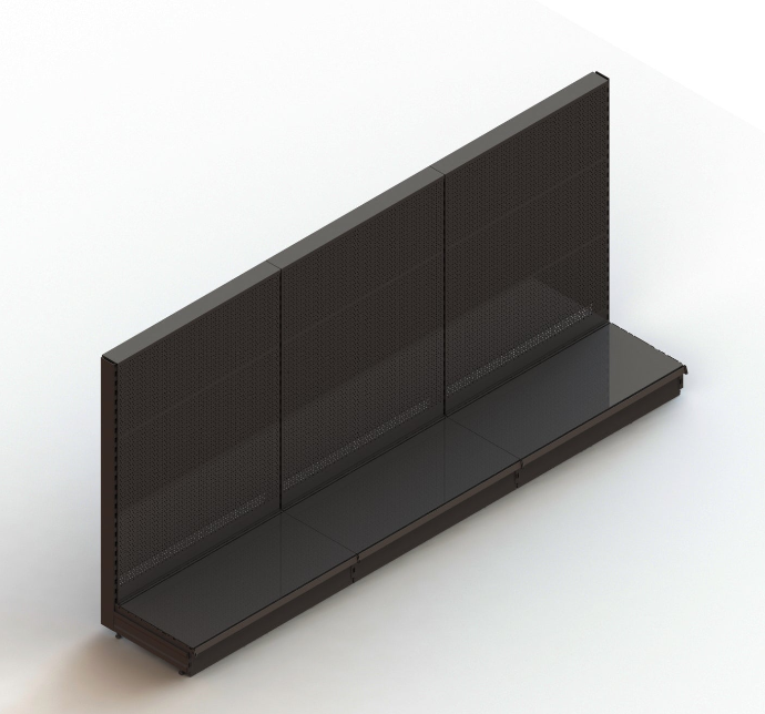 Add-on for single-sided perforated Wall gondola starter black - perforated back panel