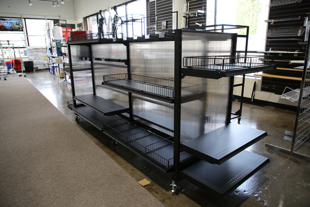 HDG HEAVY DUTY MATTE BLACK GONDOLA SHELVING SYSTEM