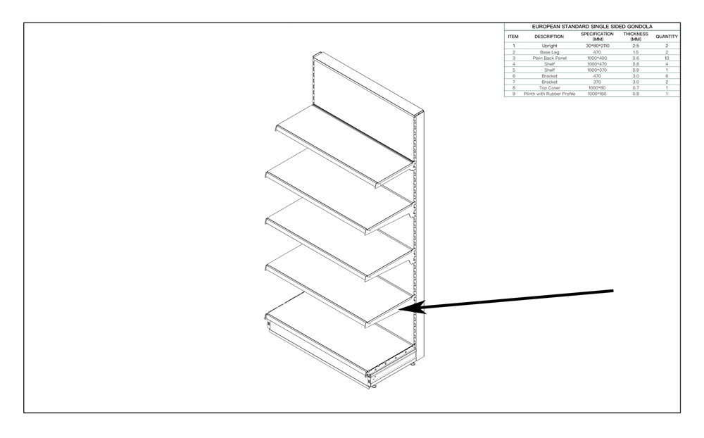 Gondola shelf bracket adjustable