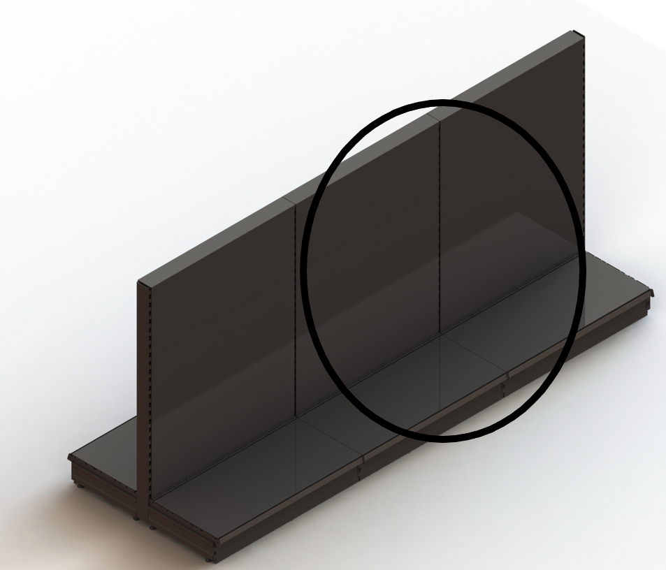 Add-on for Double-sided gondola starter black - Flat metal back panels