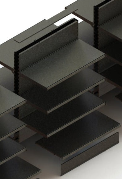 Add-on for  single-sided perforated  Wall gondola starter black - perforated back panel