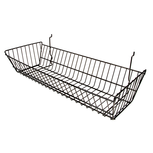 7231370 - DOUBLE SLOPING SLATWALL BASKET BLACK 24"X10"X5"