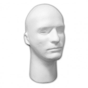7603020 - MALE HEAD 12" WHITE STYROFOAM