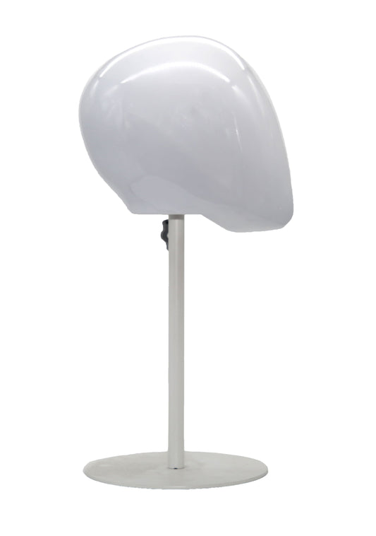 7603102 - GLOSSY MALE MANNEQUIN HEAD WHITE WITH METAL BASE
