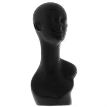 7603111 - GLOSSY FEMALE MANNEQUIN HEAD BLACK