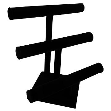 6615 - VELVET 3 BAR JEWELRY DISPLAY BLACK