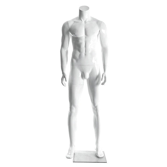 7609075 - MATTE WHITE HEADLESS MALE MANNEQUIN FIBERGLASS