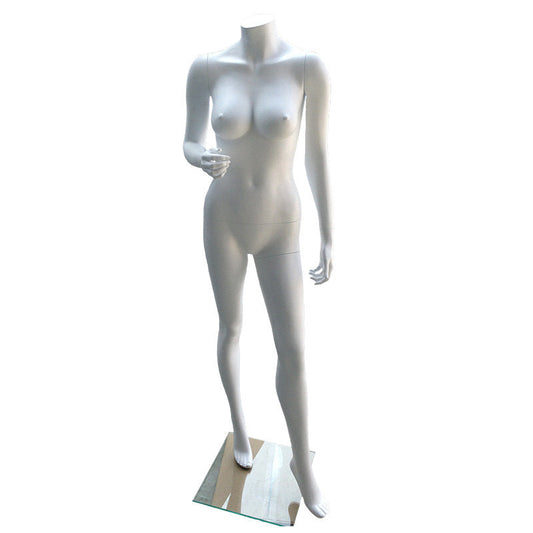 7609068 - HEADLESS FEMALE FIBERGLASS MANNEQUIN WHITE GLOSSY