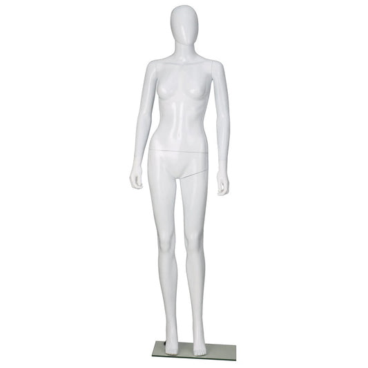 9086 - GLOSSY WHITE PLASTIC EGGHEAD FEMALE MANNEQUIN