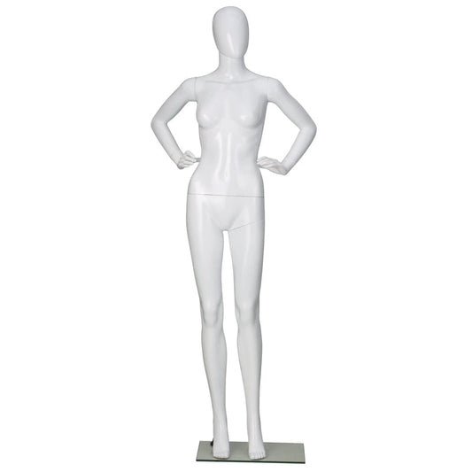 9087 - GLOSSY WHITE PLASTIC EGGHEAD FEMALE MANNEQUIN