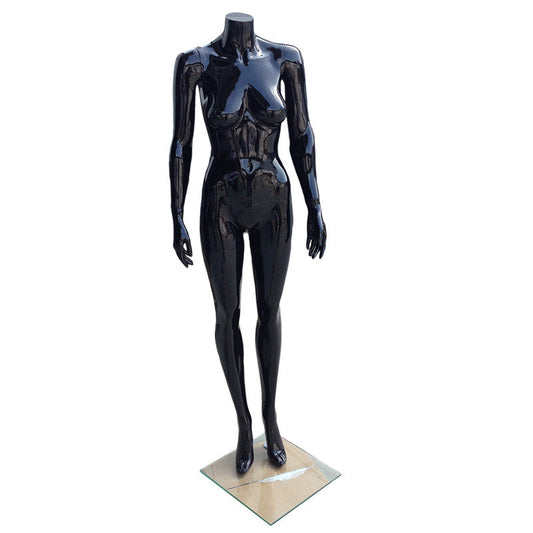 7609132 - HEADLESS FEMALE FIBERGLASS MANNEQUIN BLACK GLOSSY
