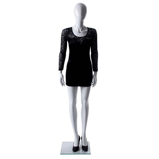 7609062 - MATTE WHITE FIBERGLASS EGGHEAD FEMALE MANNEQUIN