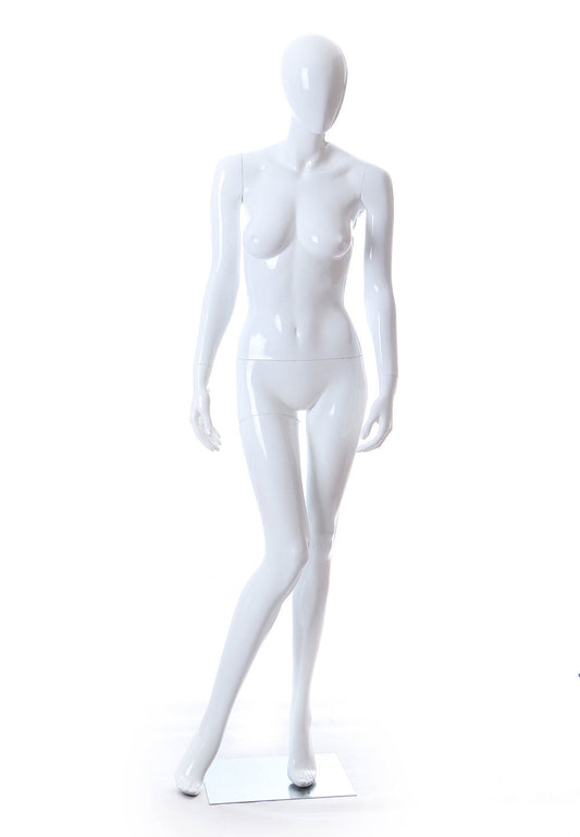 7609163 - SHOW WINDOW GLOSSY WHITE FIBERGLASS  FEMALE MANNEQUIN LEG BENT
