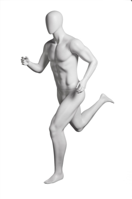7609191 - GLOSSY WHITE RUNNING MALE MANNEQUIN FIBERGLASS