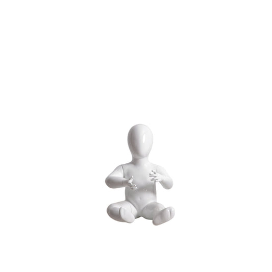 7609863 - MATTE WHITE SITTING BABY MANNEQUIN FIBERGLASS