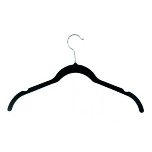 0620 - BLACK FLOCKED HANGER WITH METAL HOOK 17 3-8"  PACK 50
