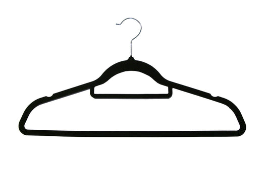 0621 - BLACK FLOCKED HANGER WITH BAR 17 3-8" PACK 50