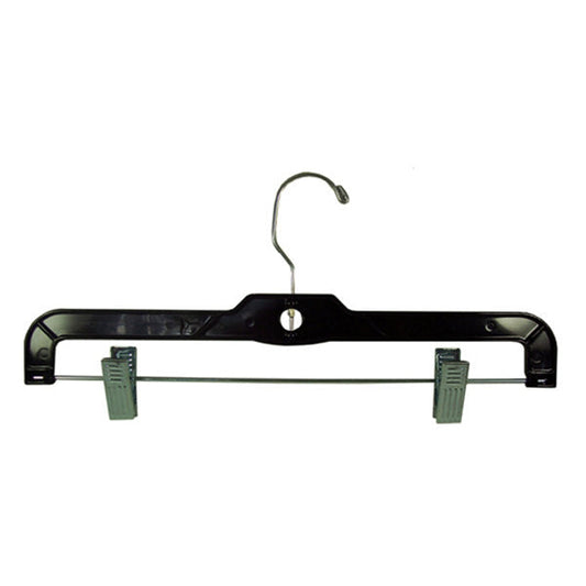0043 - BLACK PLASTIC SKIRT & PANT HANGER 14"  PACK 100