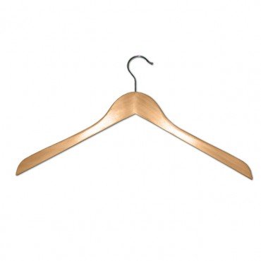 7866024 - CINTRE SUPÉRIEUR EN BOIS NATUREL 17" AVEC CROCHET CHROMÉ ET SANS ENCOCHES PACK 100 