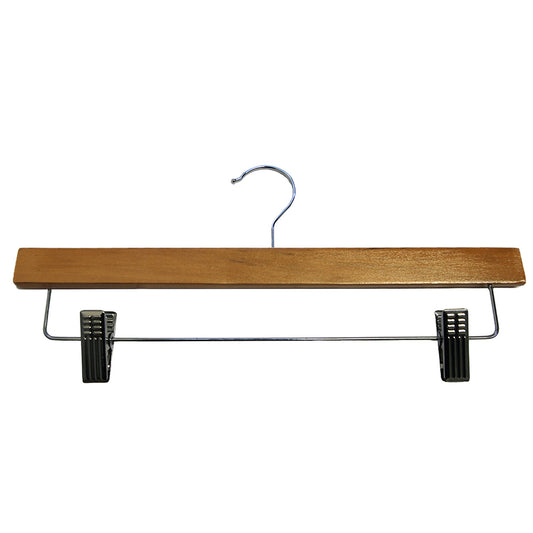 7866032 - CINTRE POUR JUPE ET PANTALON EN BOIS NATUREL 14" AVEC CROCHET CHROMÉ PACK 100 
