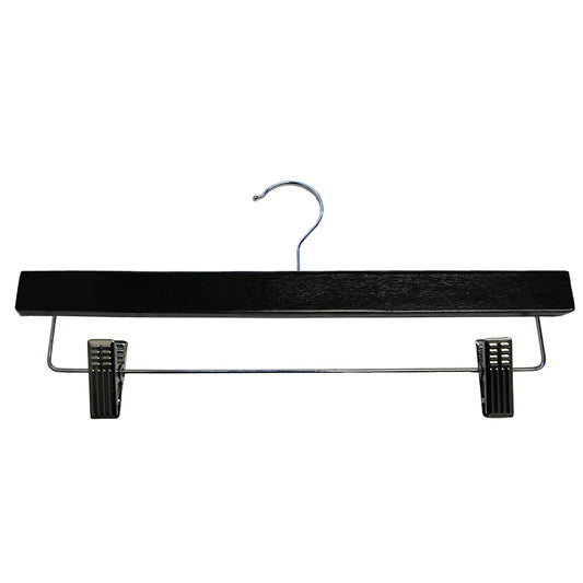 7866007 - CINTRE POUR JUPE ET PANTALON EN BOIS NOIR 14" AVEC CROCHET CHROMÉ PACK 100