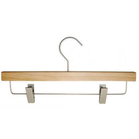 7866205 - CINTRE POUR JUPE ET PANTALON EN BOIS NATUREL 14" AVEC CROCHET SATINÉ PACK 100