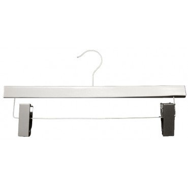7866253 - CINTRE PANTALON-JUPE 14" EN BOIS BLANC AVEC CLIP ET CROCHET SATINÉ PAQUET DE 100 