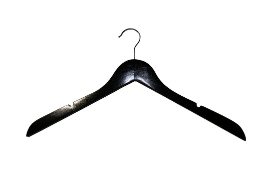 6610 - 17" BLACK SLIM TOP WOOD HANGER - 100 PER PACK