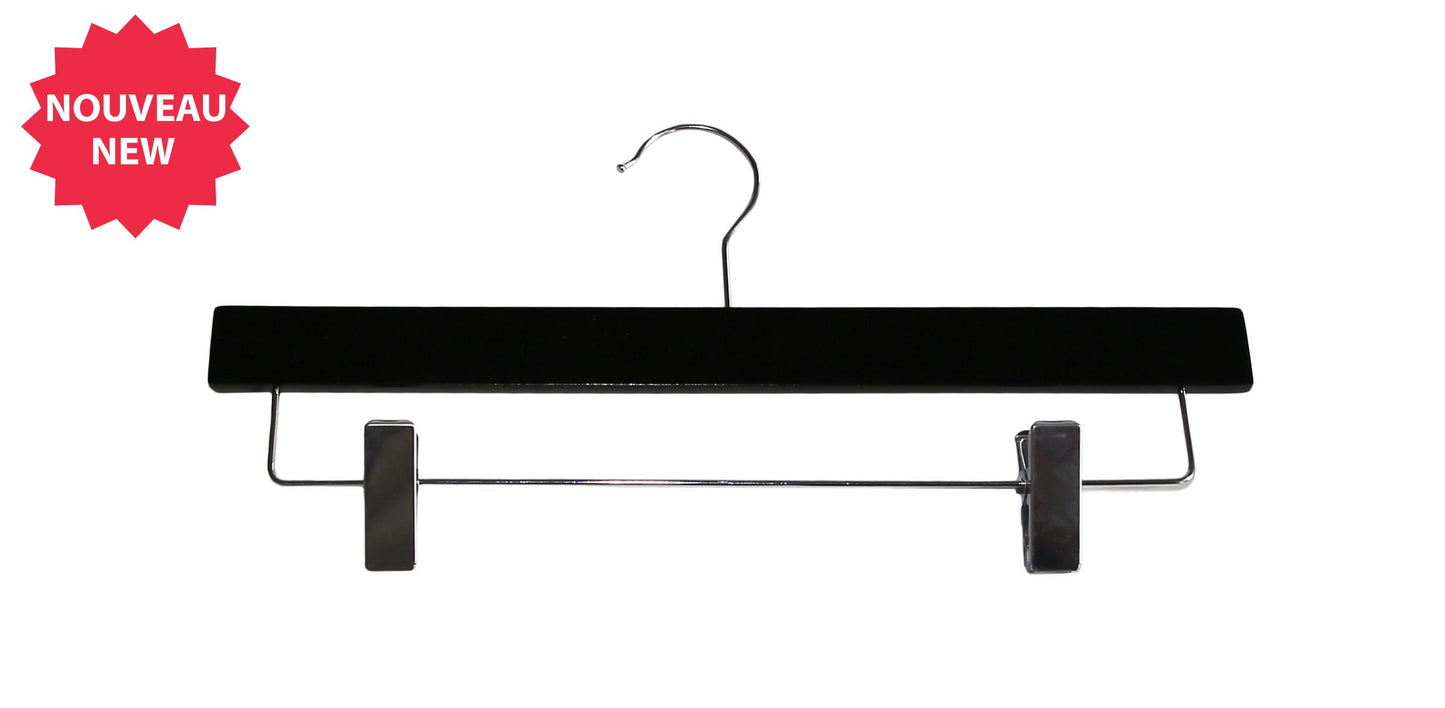 6611 - 14" BLACK SLIM BOTTOM WOOD HANGER - 100 PER PACK