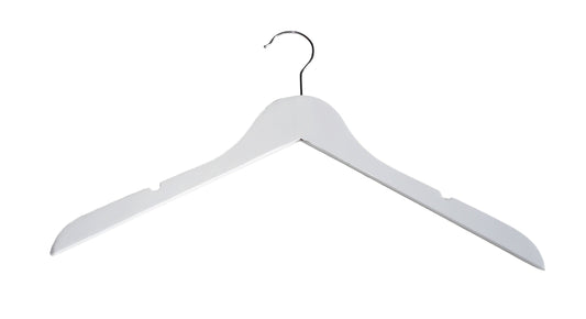 6612 - 17" WHITE SLIM TOP WOOD HANGER - 100 PER PACK
