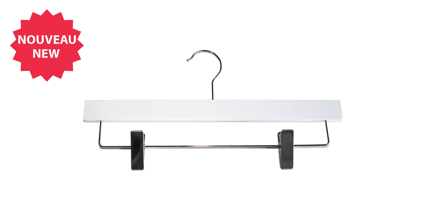 6613 - 14" WHITE SLIM BOTTOM WOOD HANGER - 100 PER PACK