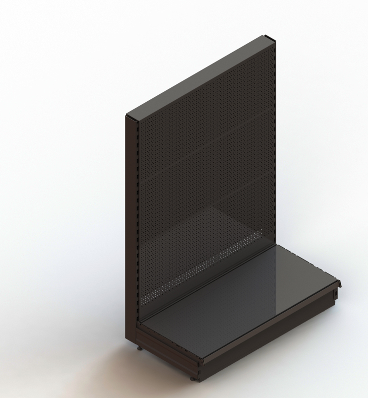 Wall starter single-sided wall gondola kit black - perforated back panel for pegboard hooks