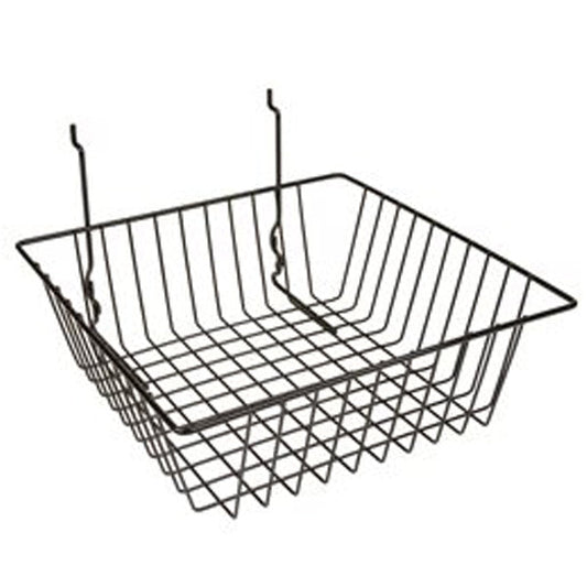 7231380 - SMALL SLATWALL MULTI BASKET BLACK 12"X12"X4"