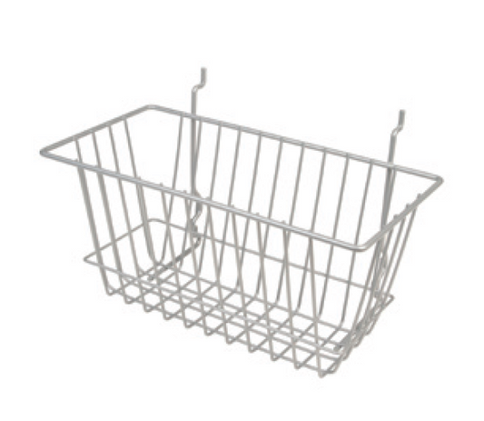 7231397 - NARROW SLATWALL BASKET GREY TITANIUM 12"X6"X6"