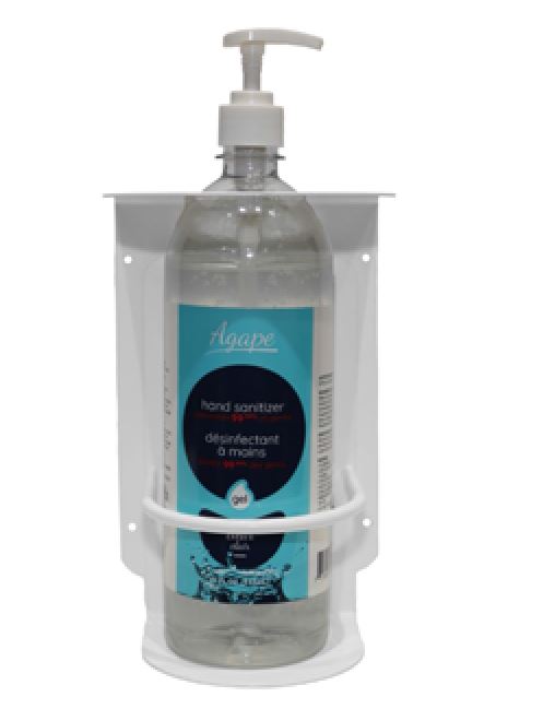 0085 - White Metal Wall Holder for 1L Bottle with Lock