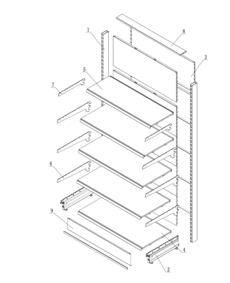 Wall starter single-sided wall gondola kit black - plain back panel