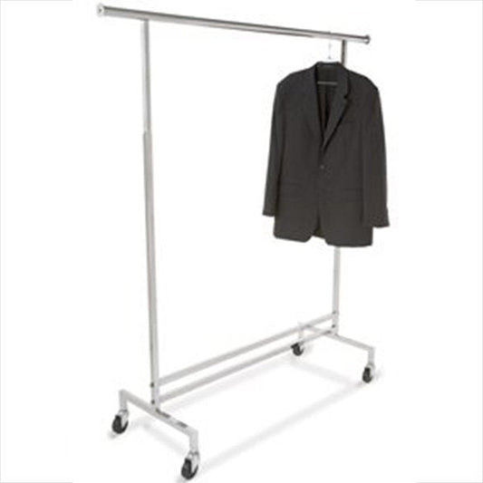 0150 - SINGLE RAIL ADJUSTABLE CLOTHING RACK CHROME